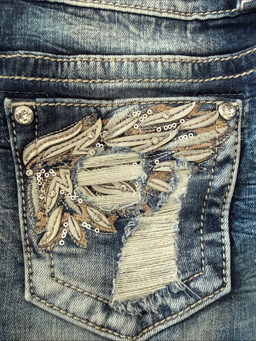 MissMe Denim Shorts in Faded Blue - Picture 6 of 7